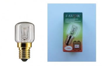 Лампа накаливания FAVOR T25 15W E14 термостойкая для духовок (300°С) д/духовок (РН 230-15)