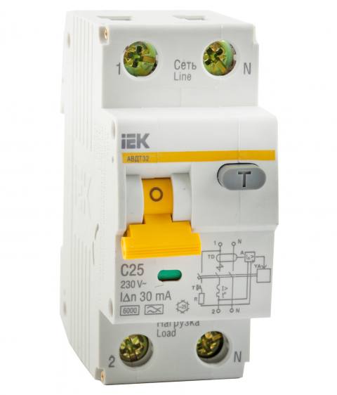 Автоматический выключатель дифференциального тока АВДТ 32 С25 ИЭК