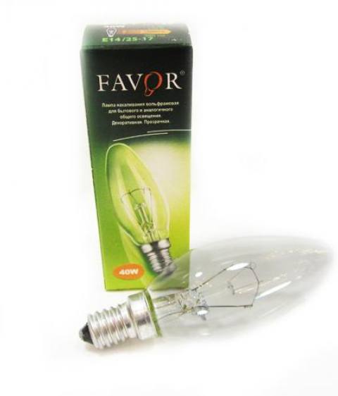 FAVOR Лампа накаливания ДС Е14 60W прозрачная