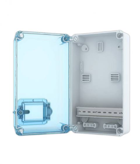 Tekfor бокс под счетчик накладной IP66 прозрачная синяя дверца