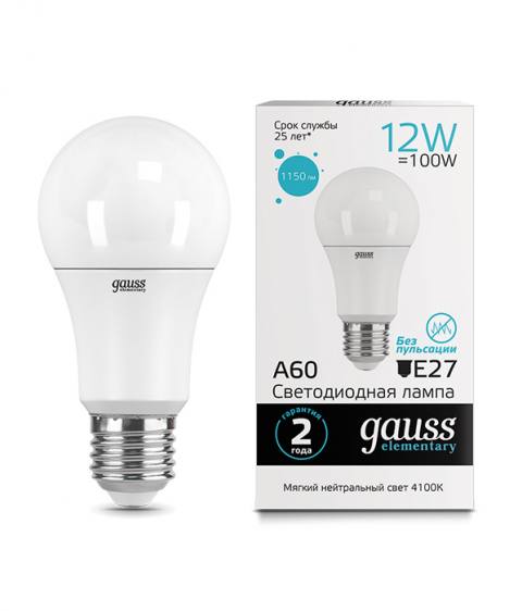 Лампа Gauss LED Elementary A60 12W E27 1150lm 4100K