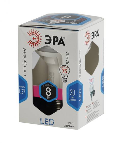 Лампа светодиодная ЭРА LED smd R63-8w-840-E27..