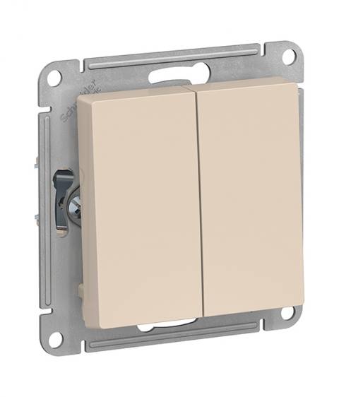 Механизм переключателя двухклавишный сх.6, 10АХ, Schneider Electric ATLASDESIGN, цвет бежевый