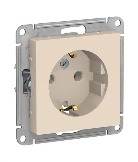 Механизм розетки с заземлением, 16А Schneider Electric ATLASDESIGN, цвет бежевый
