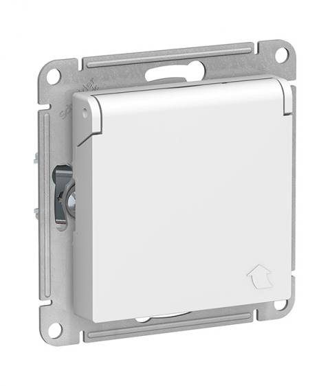 Механизм розетки с заземлением со шторками с крышкой, 16А, IP20 Schneider Electric ATLASDESIGN, цвет белый
