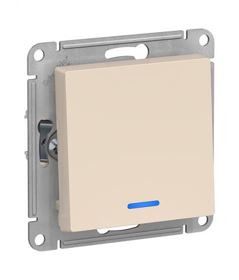 Механизм выключателя одноклавишный с подсветкой сх.1а, 10АХ, Schneider Electric ATLASDESIGN, цвет бежевый