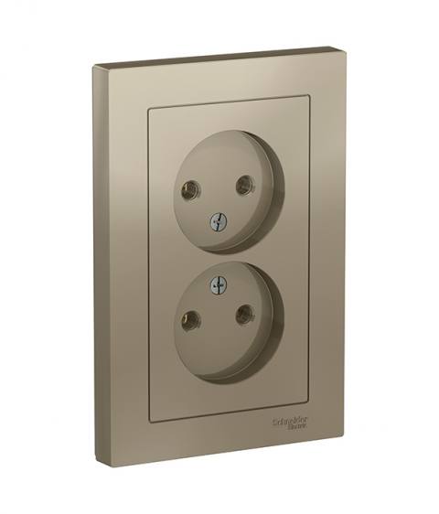 Розетка двойная без заземления,16А, в сборе Schneider Electric ATLASDESIGN, цвет шампань