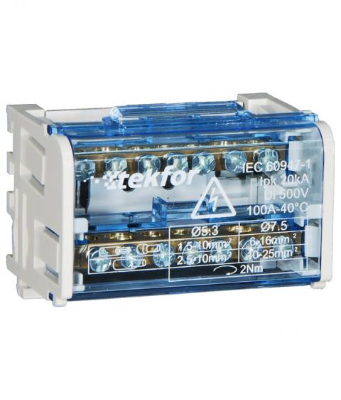 Шина нулевая TEKFOR в корпусе на DIN-рейку SNK-2-2-07
