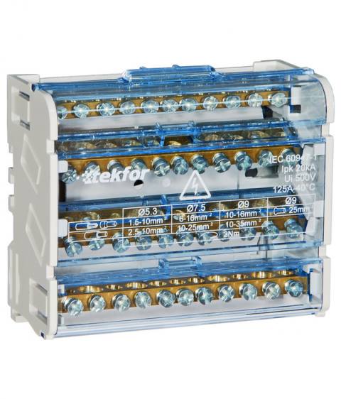 Шина нулевая TEKFOR в корпусе на DIN-рейку SNK-2-4-11