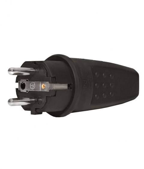 Вилка UNIVersal прямая с заземлением каучук 16А 250В IP44 (еврослот) (LM1406MTC)